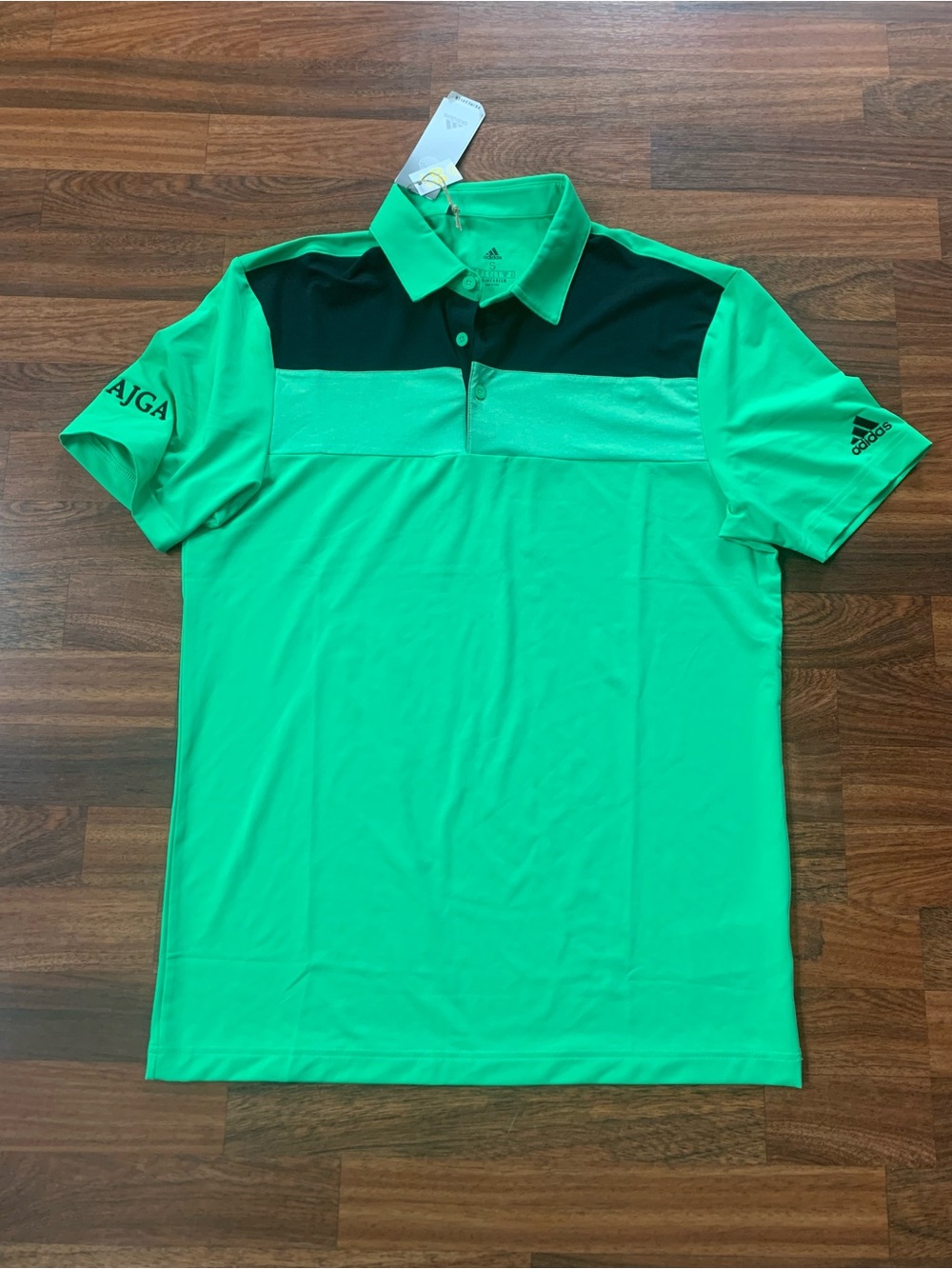 Men’s Small-Adidas Primegreen NWT Color Block Polo Golf Shirt Green Black UPF 50